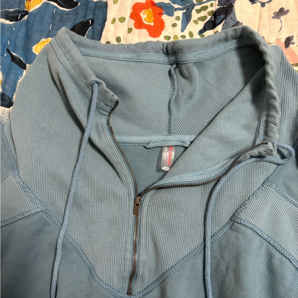 Free People Blue Quarter-Zip Pullover